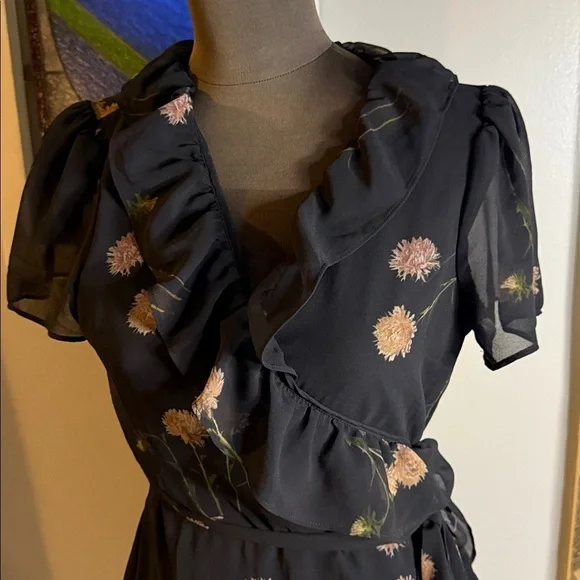 Madewell Georgette Ruffle Wrap Dress in Aster Portrait SZ Small - Picture 2 of 9